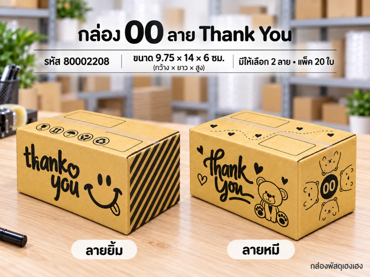 กล่อง 00 พิมพ์ Thank You(ยิ้ม,หมี)