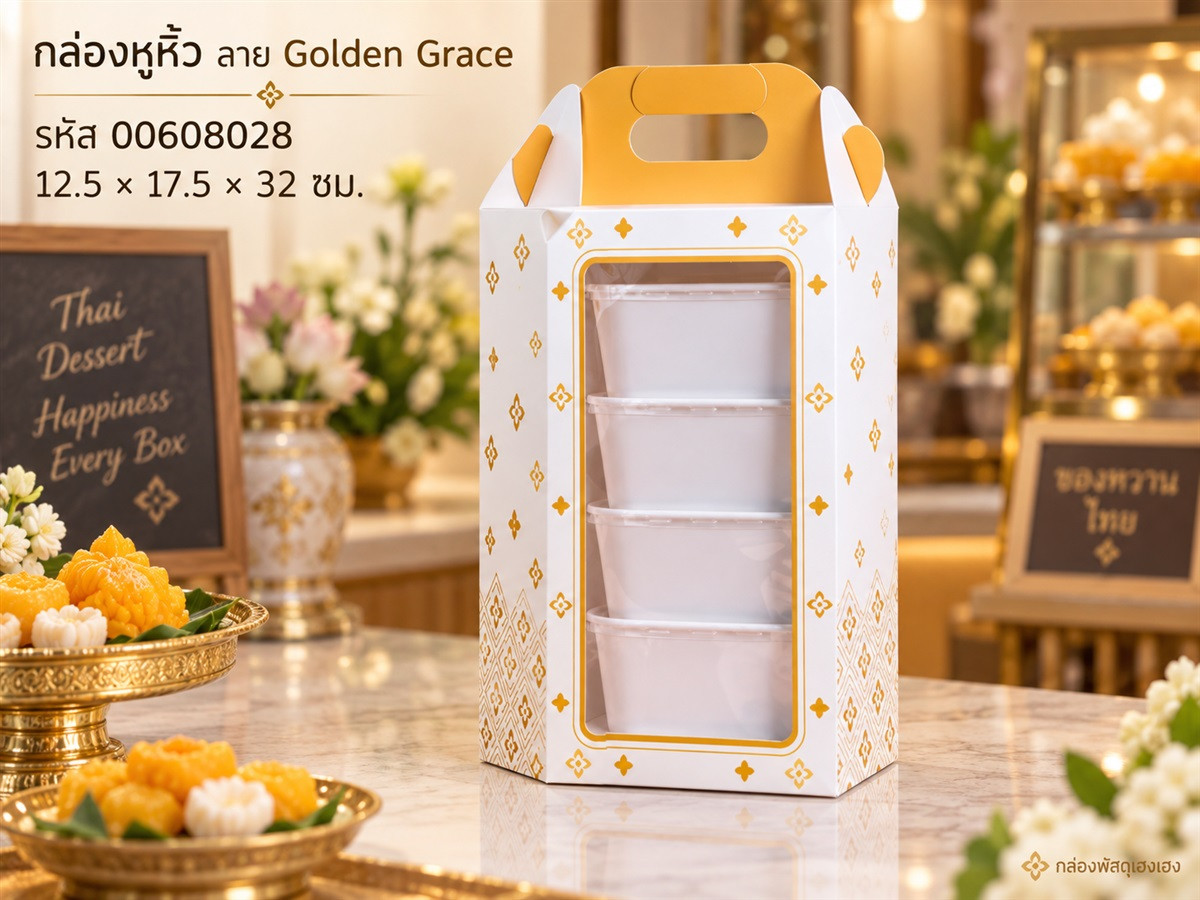 กล่องหูหิ้ว ลาย Golden Grace 12.5x17.5x32 ซม.
