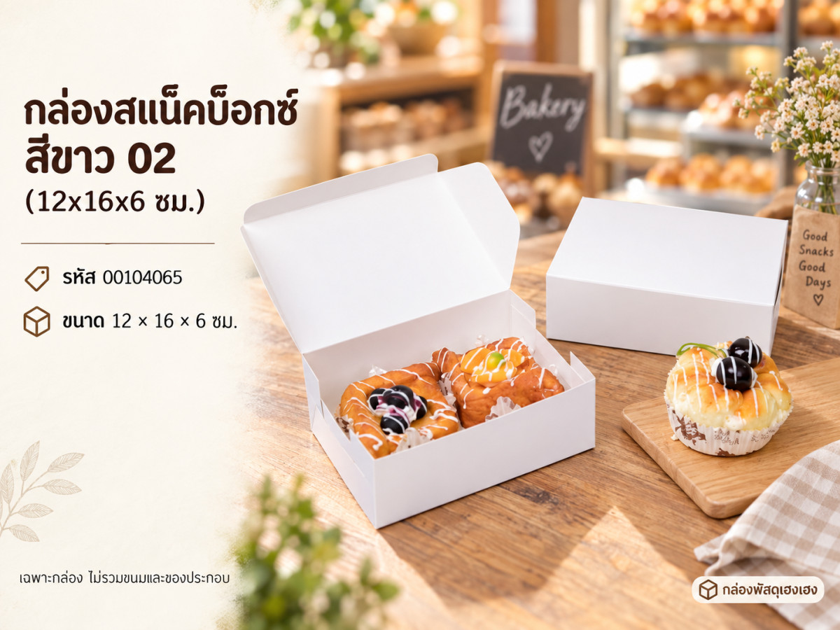 กล่องสแน็คบ็อกซ์ สีขาว 02 (12x16x6 ซม.)