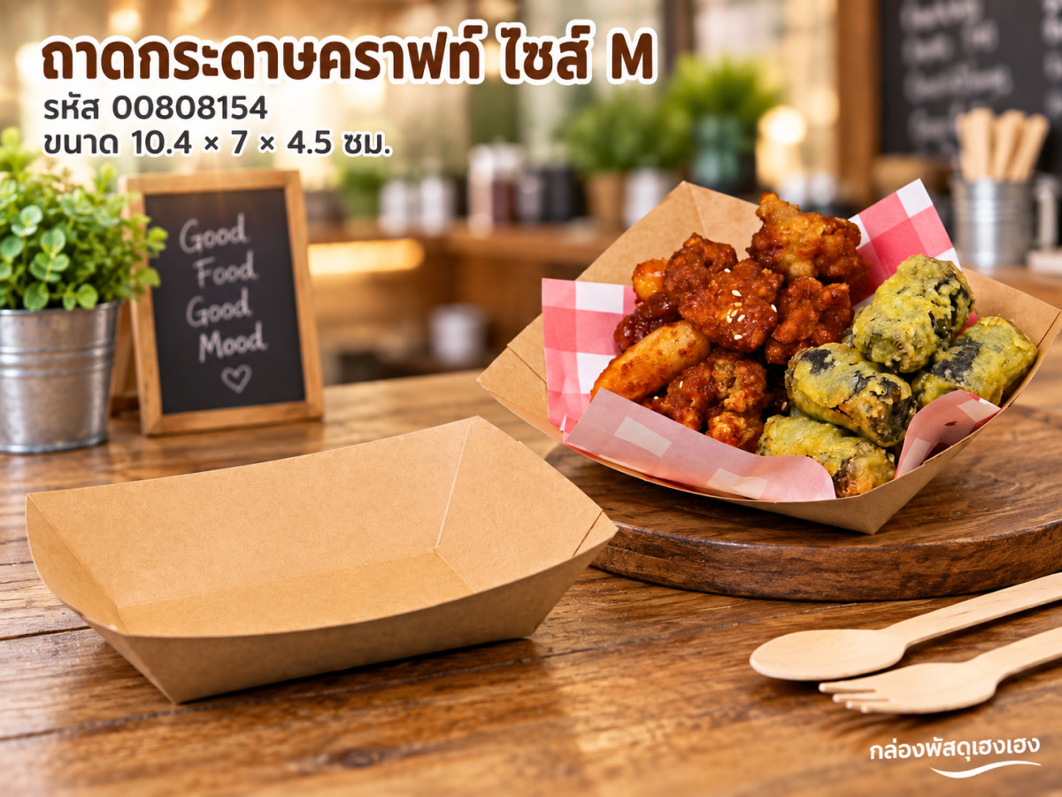 ถาดกระดาษคราฟท์ ไซส์ M (10.4x7x4.5 ซม.)