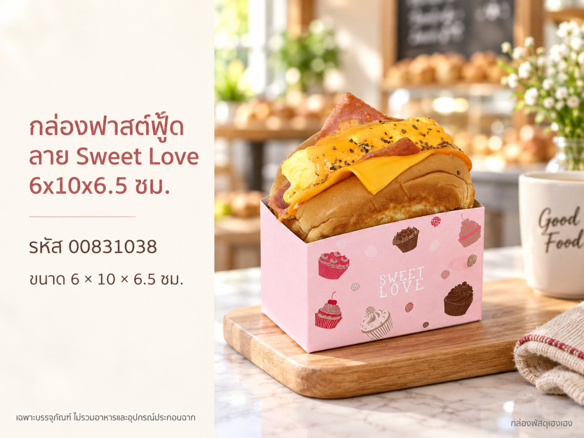 กล่องฟาสต์ฟู้ด ลาย Sweet Love 6x10x6.5 ซม.