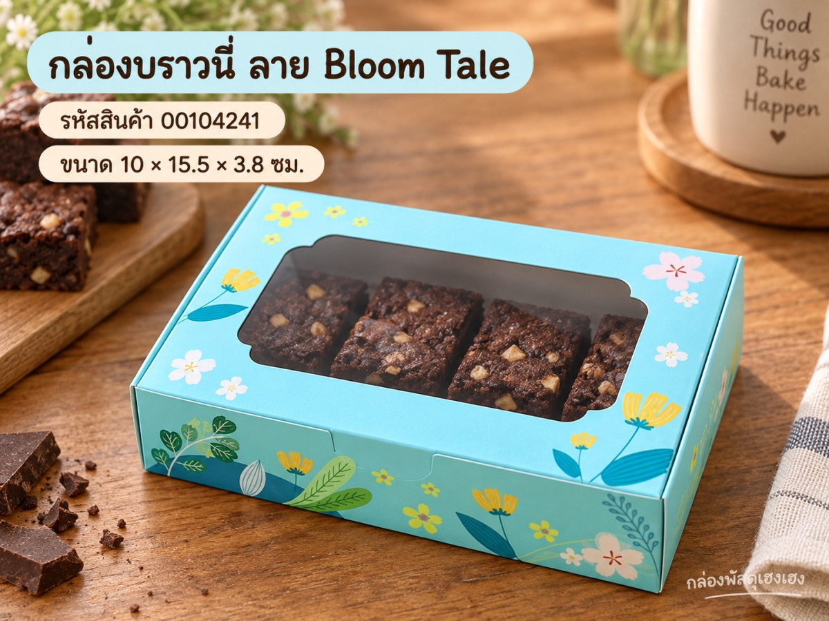 กล่องบราวนี่ ลาย Bloom Tale 10x15.5x3.8 ซม.
