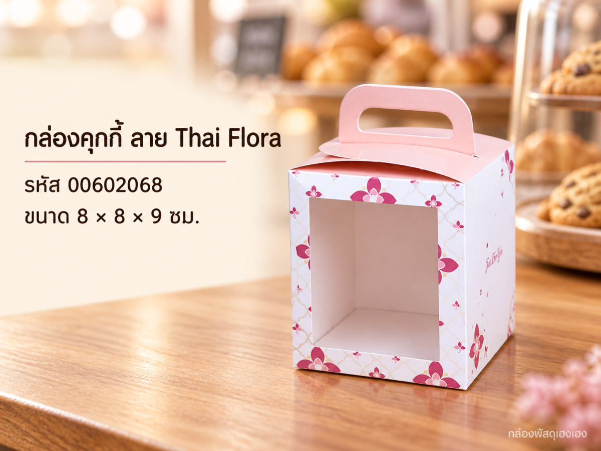 กล่องคุกกี้ ลาย Thai Flora 8x8x9 ซม.