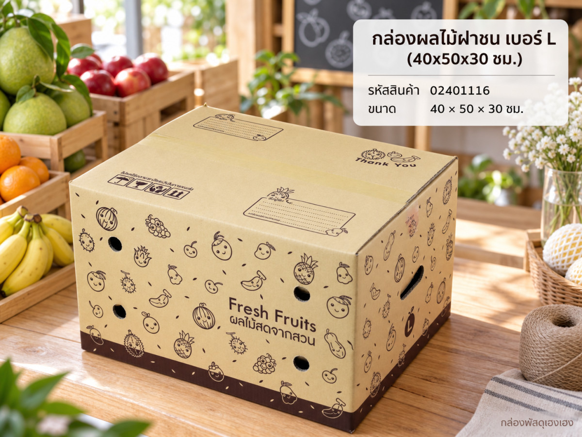 กล่องผลไม้ฝาชน เบอร์ L (40x50x30 ซม.)