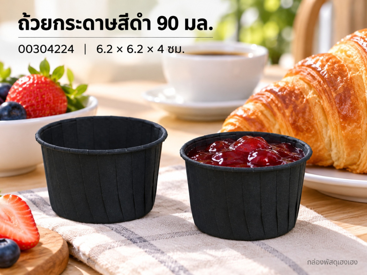 ถ้วยกระดาษ สีดำ ขนาด 90 ml 6.2x6.2x4.0 ซม.
