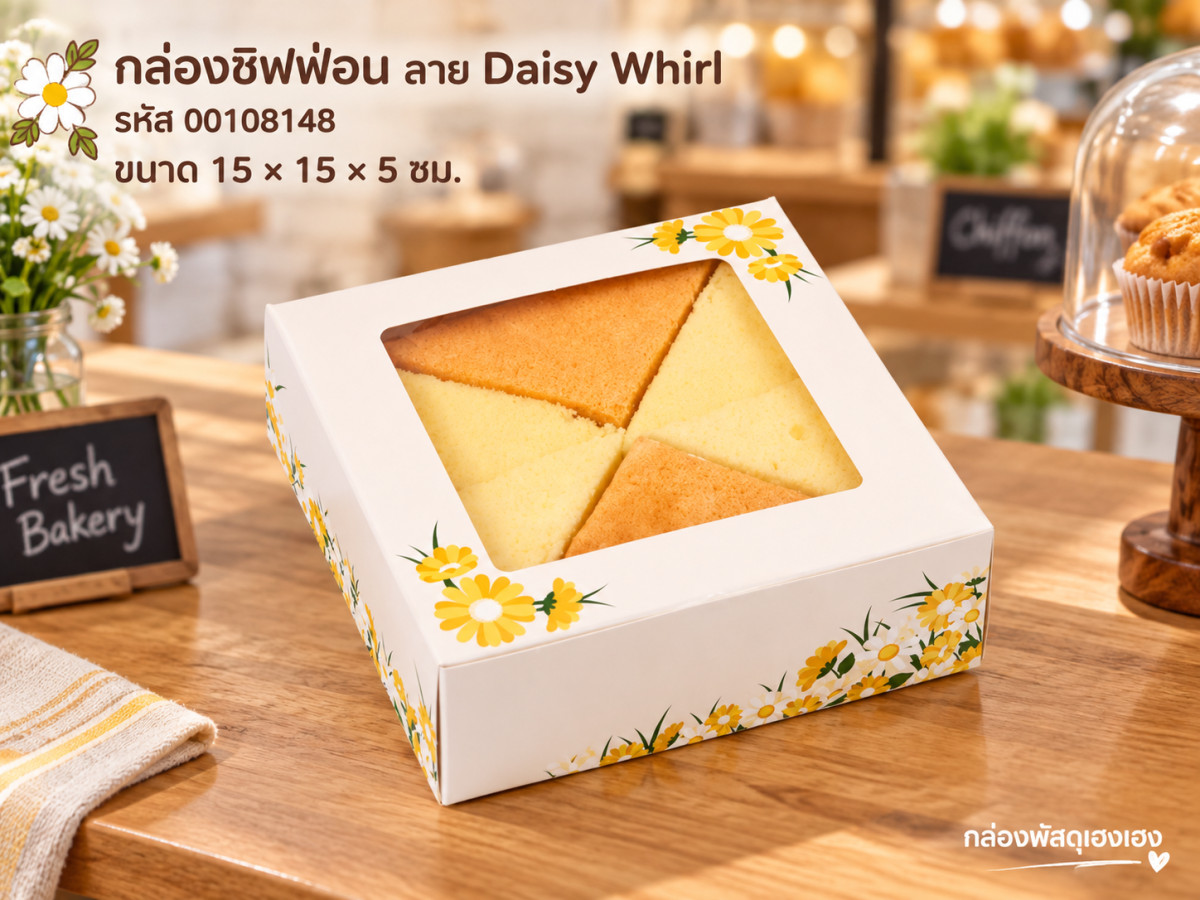 กล่องชิฟฟ่อน ลาย Daisy Whirl (15x15x5 ซม.)