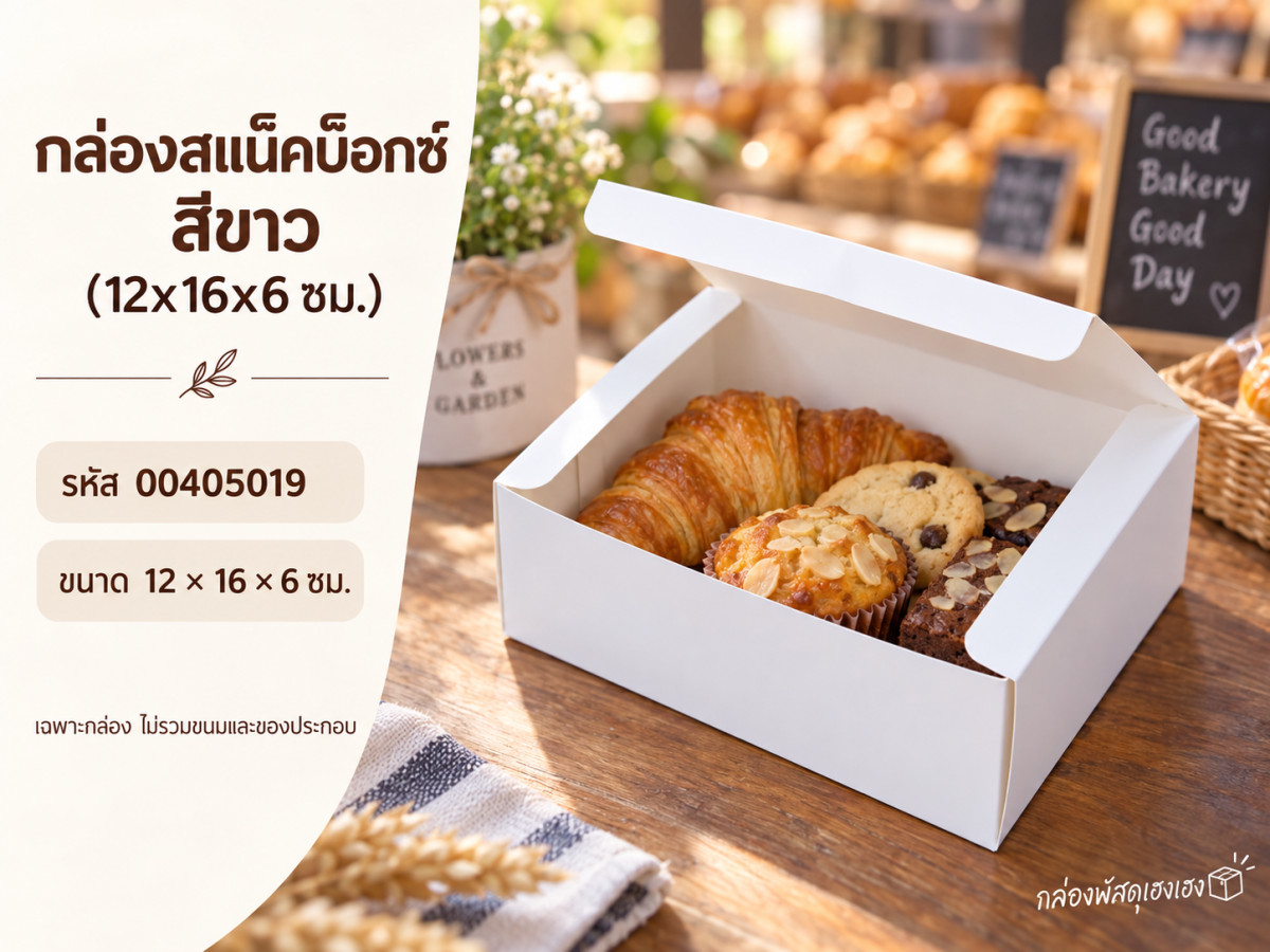 กล่องสแน็คบ็อกซ์ สีขาว (12x16x6 ซม.)