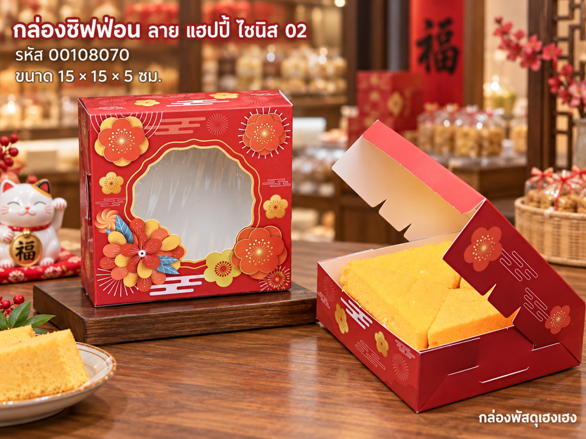 กล่องชิฟฟ่อน ลาย แฮปปี้ ไชนิส 02 (15x15x5 ซม.)
