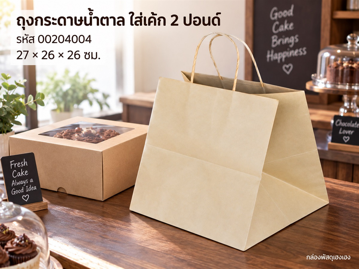 ถุงกระดาษน้ำตาลใส่กล่องเค้ก 2 ปอนด์