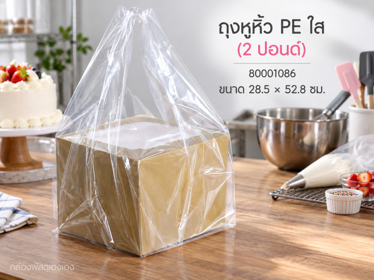 ถุงหูหิ้ว PE ใส(2 ปอนด์) ขนาด 11x21 นิ้ว