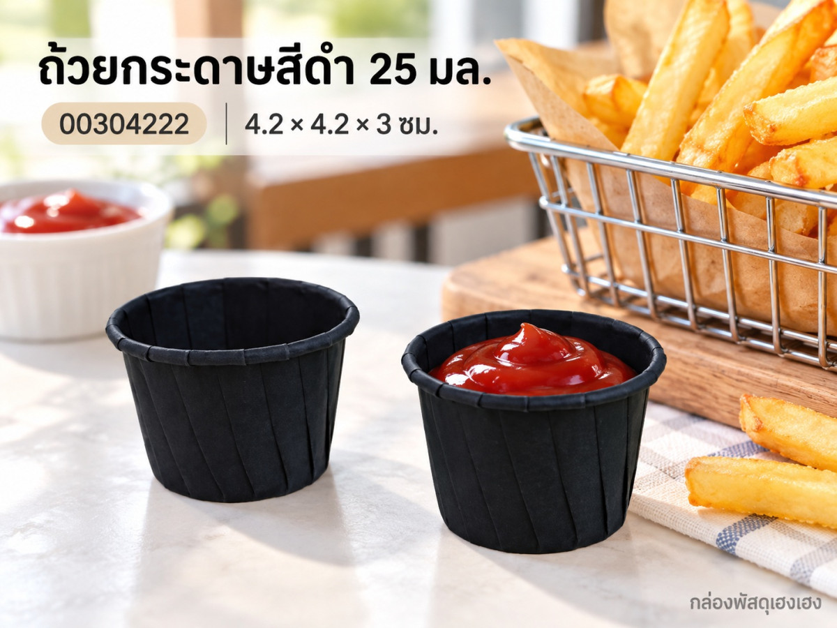 ถ้วยกระดาษ สีดำ ขนาด 25 ml 4.2x4.2x3.0 ซม.