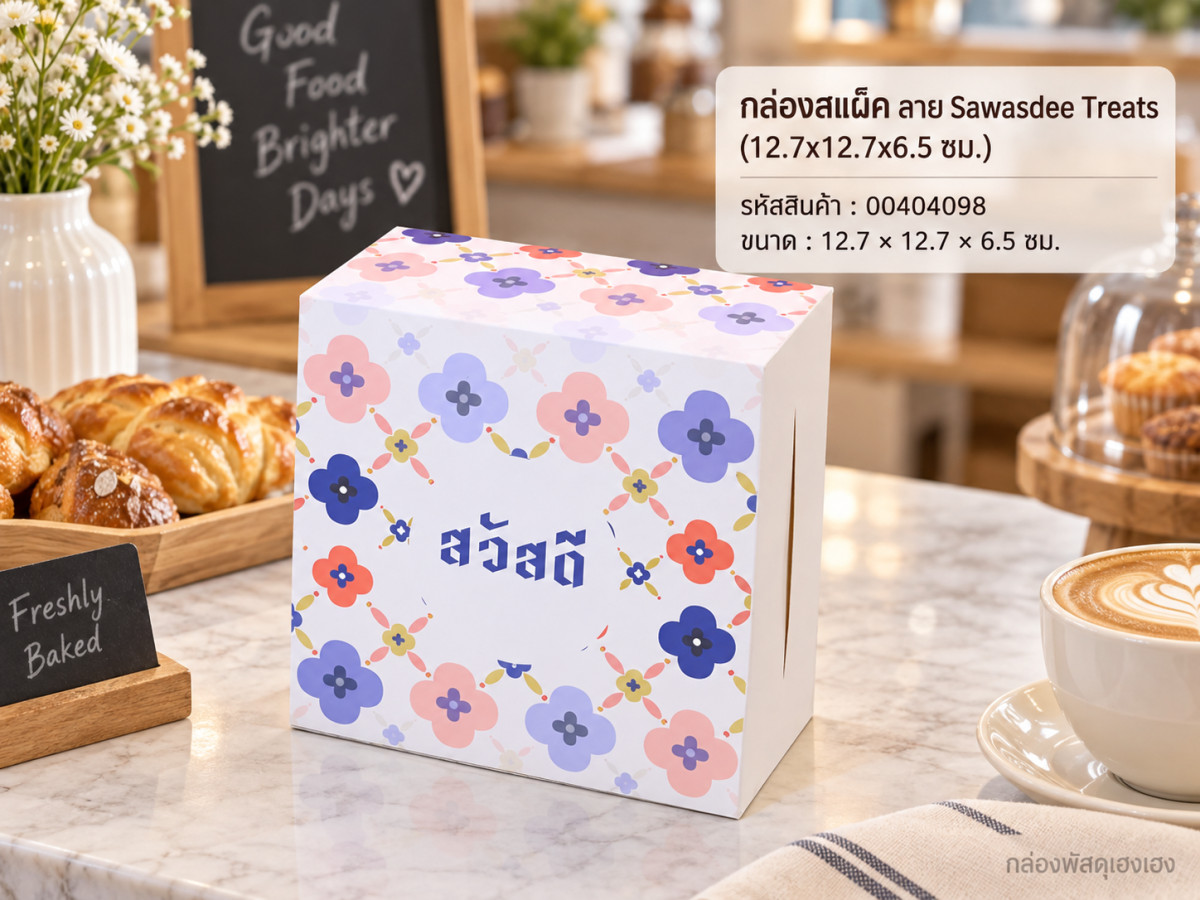 กล่องสแน็ค ลาย Sawasdee Treats (12.7x12.7x6.5 ซม.)