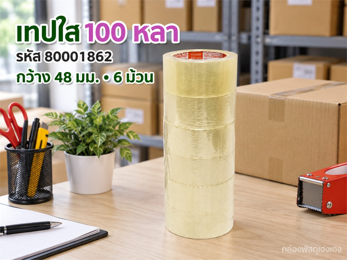 เทปใส(เซต 6 ม้วน) ยาว 100 หลา