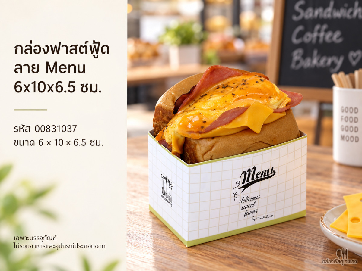 กล่องฟาสต์ฟู้ด ลาย Menu 6x10x6.5 ซม.
