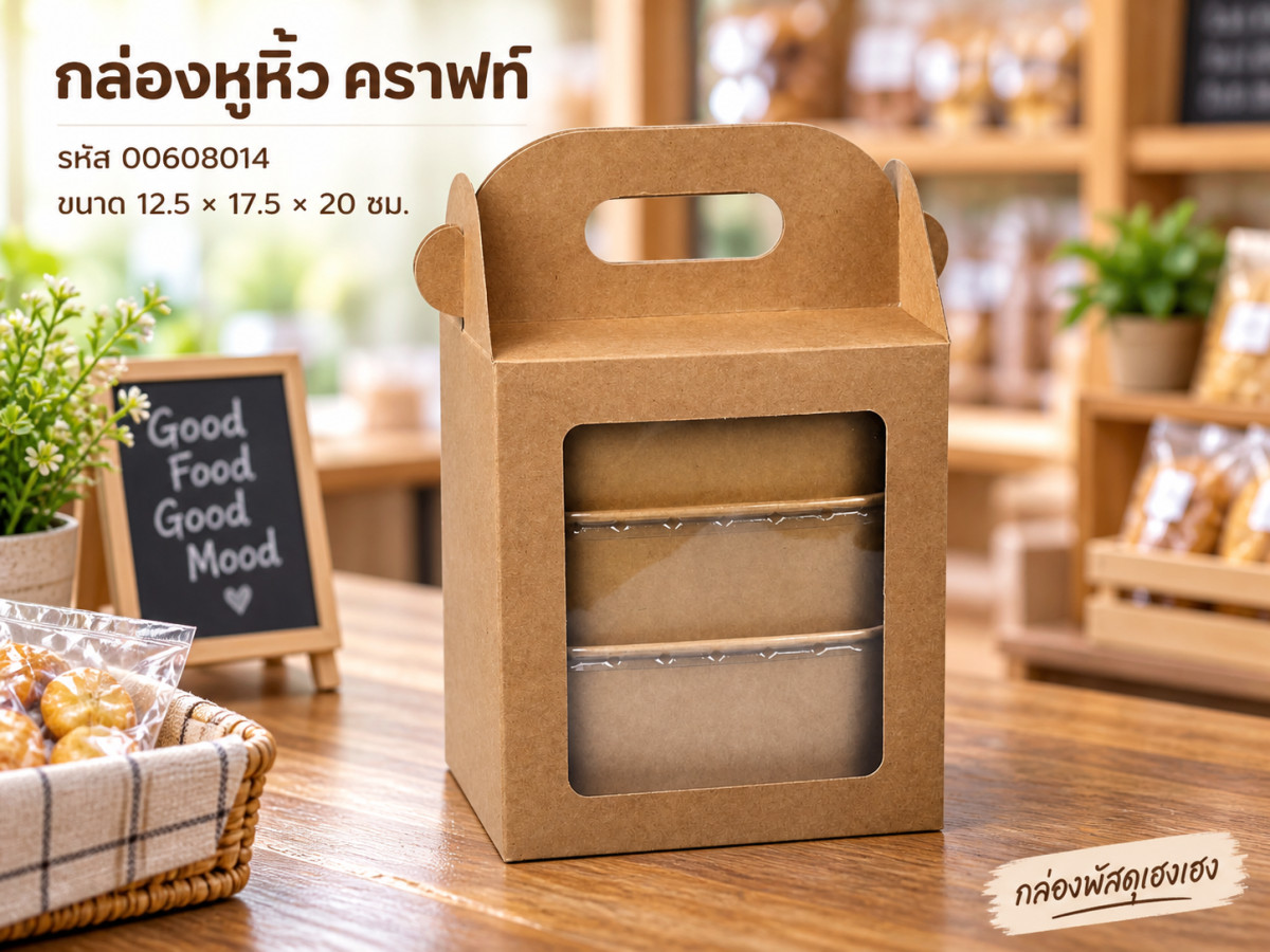 กล่องหูหิ้ว คราฟท์ 12.5x17.5x20 ซม.