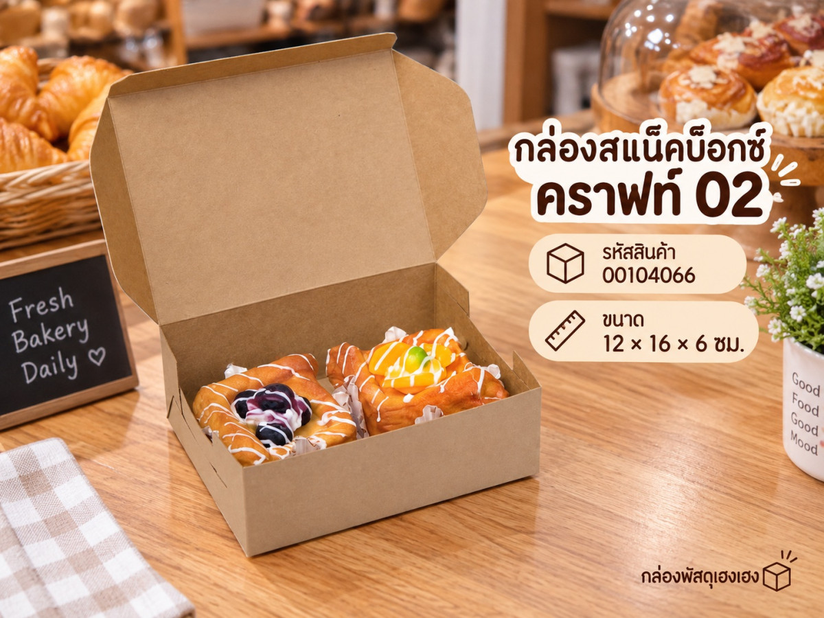 กล่องสแน็คบ็อกซ์  คราฟท์ 02 12x16x6 ซม.
