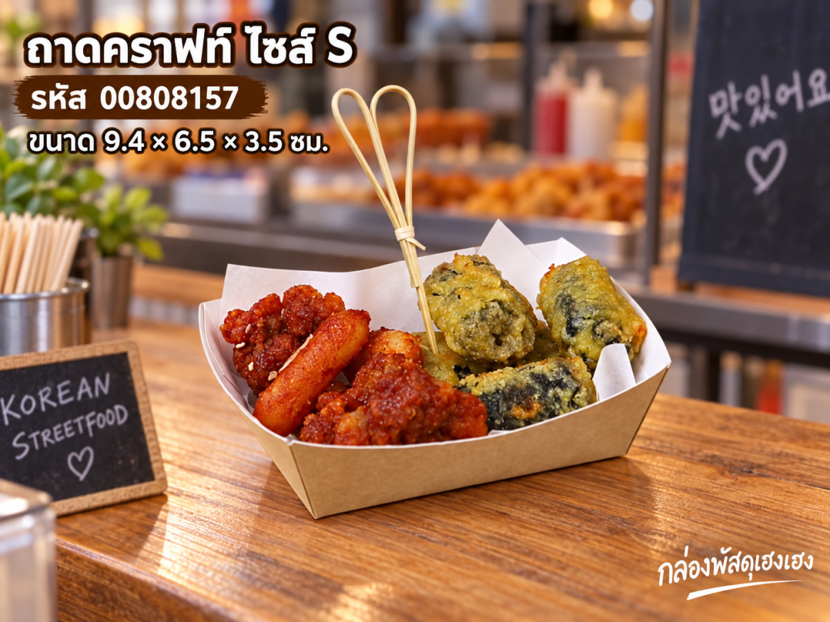 ถาดกระดาษคราฟท์ ทรงยาว ไซส์ S (9.4x6.5x3.5 ซม.)