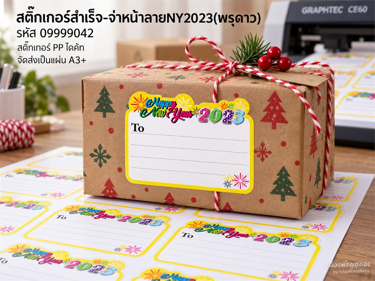 สติ๊กเกอร์สำเร็จ-กระดาษ จ่าหน้าลายNY2023(พรุดาว)