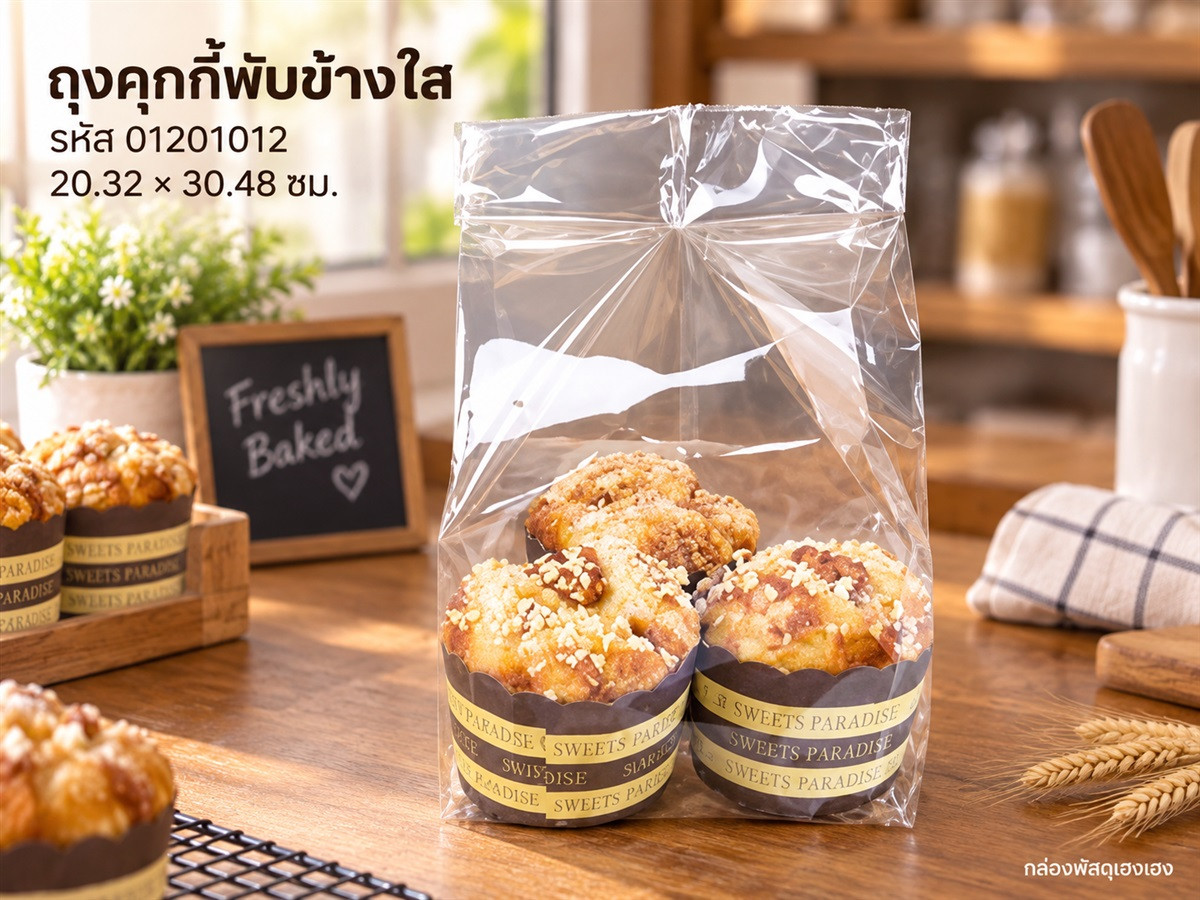 ถุงพับข้างใส 8x12 นิ้ว