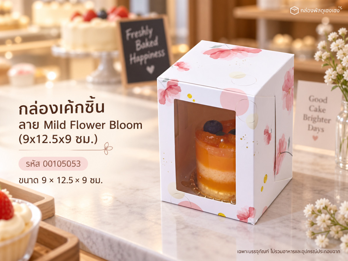 กล่องเค้กชิ้น ลาย Mild Flower Bloom (9x12.5x9 ซม.)