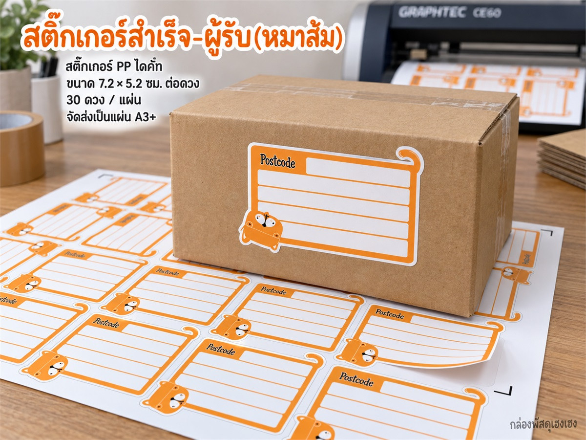 สติ๊กเกอร์สำเร็จ-ผู้รับ(หมาส้ม)