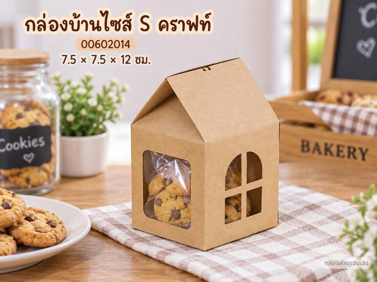กล่องบ้านไซส์ S คราฟท์ 7.5x7.5x12 ซม.