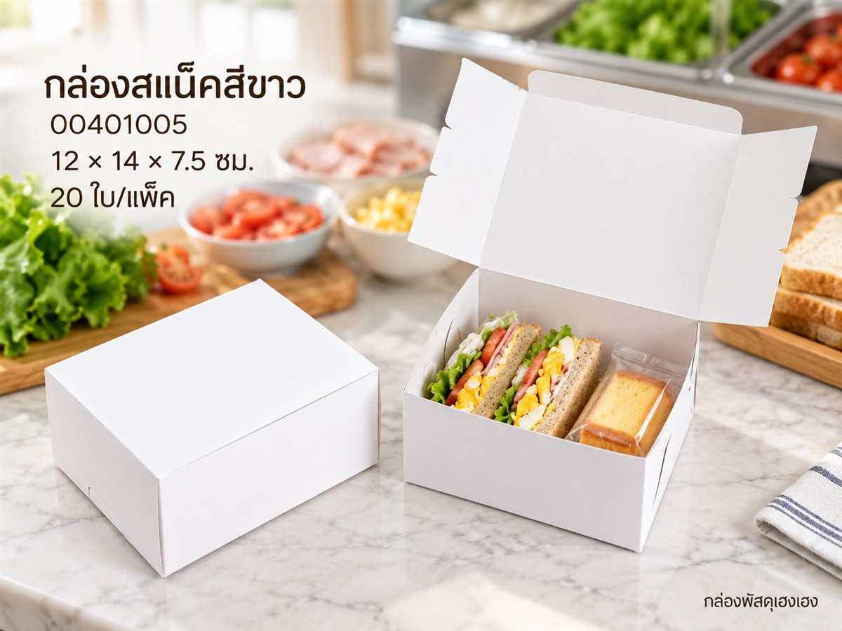 กล่องสแน็คสีขาว 14x12x7.5 ซม.