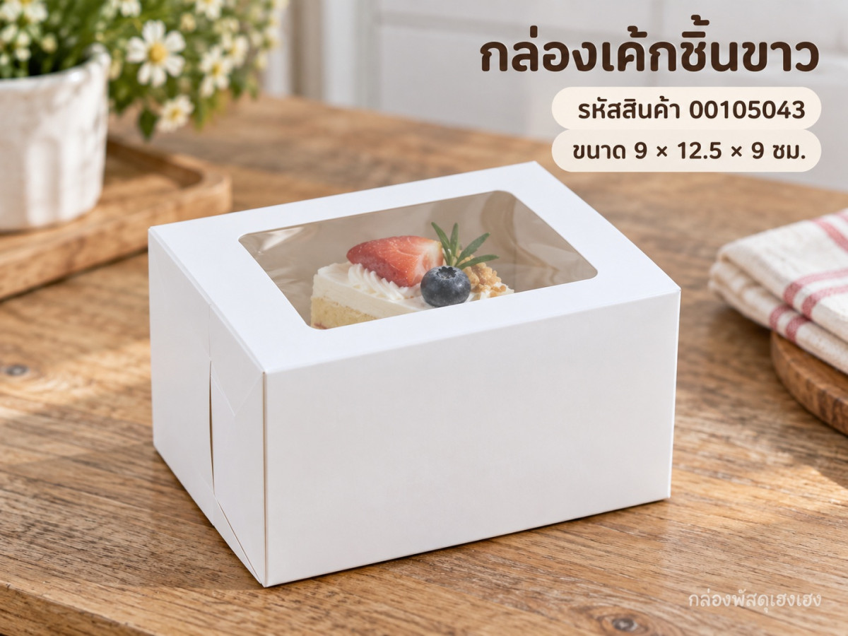 กล่องเค้กชิ้นขาว 9x12.5x9 ซม.