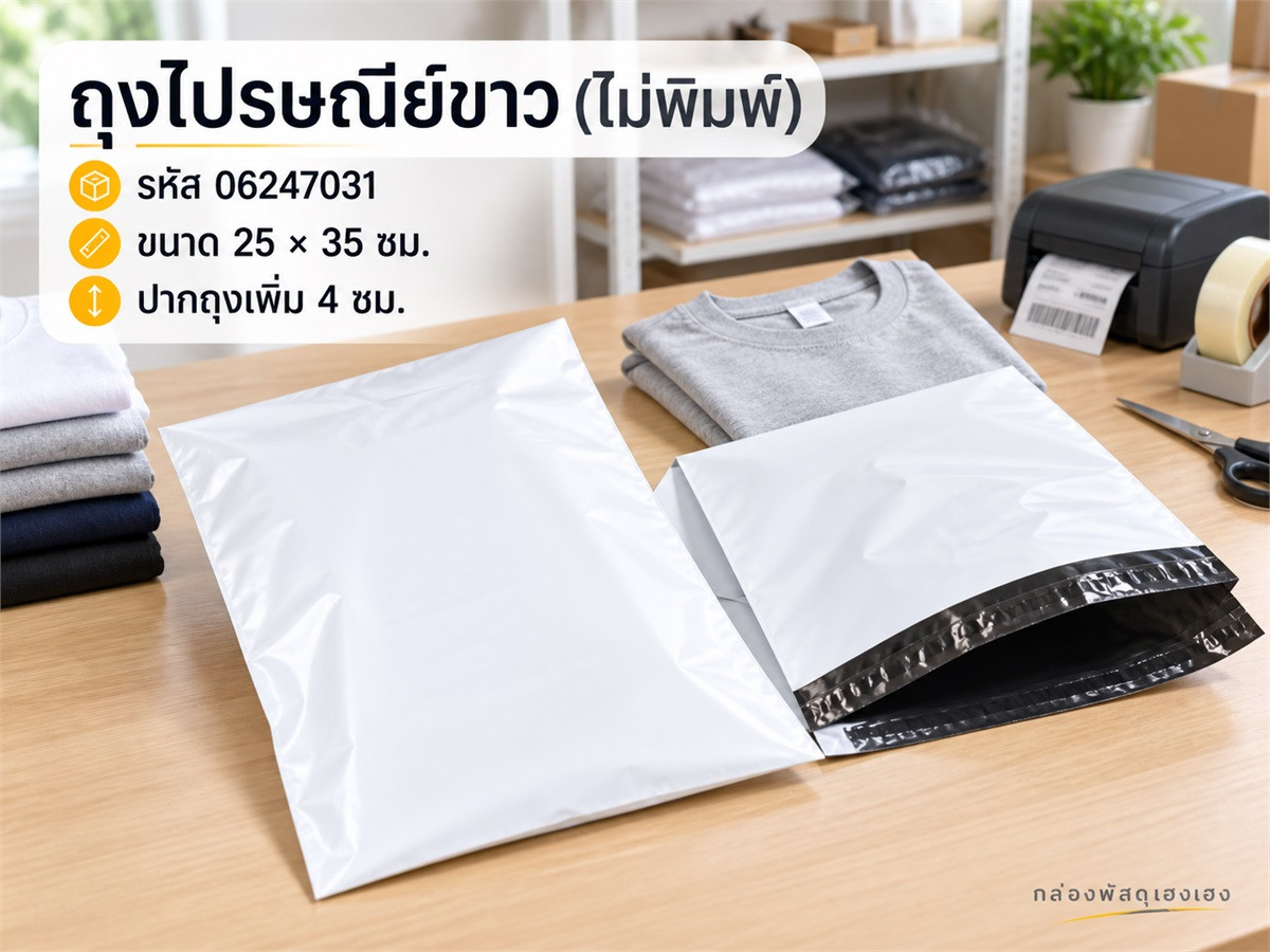 ถุงไปรษณีย์ขาว (ไม่พิมพ์) ขนาด 25x35 ซม.