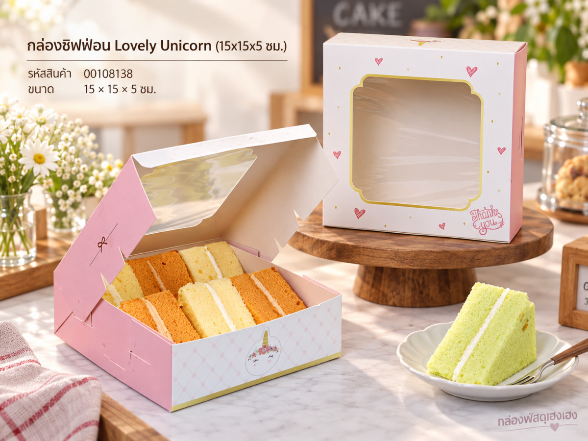 กล่องชิฟฟ่อน Lovely Unicorn (15x15x5 ซม.)