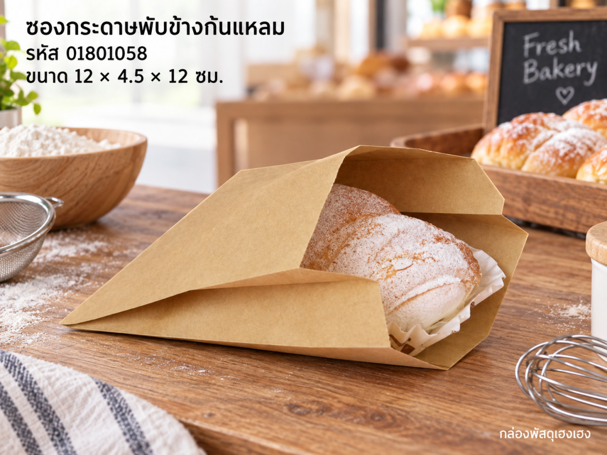 ซองกระดาษพับข้างก้นแหลม 12 x 4.5 x 12 ซม. ฟู้ดเกรด