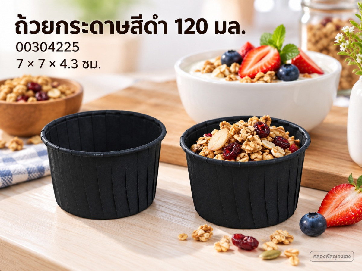ถ้วยกระดาษ สีดำ ขนาด 120 ml 7.0x7.0x4.3 ซม.