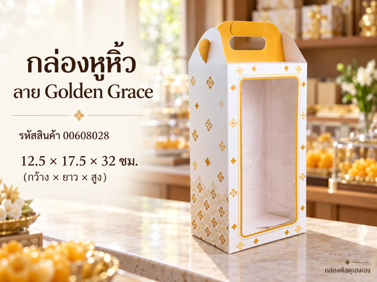 กล่องหูหิ้ว ลาย Golden Grace 12.5x17.5x32 ซม.