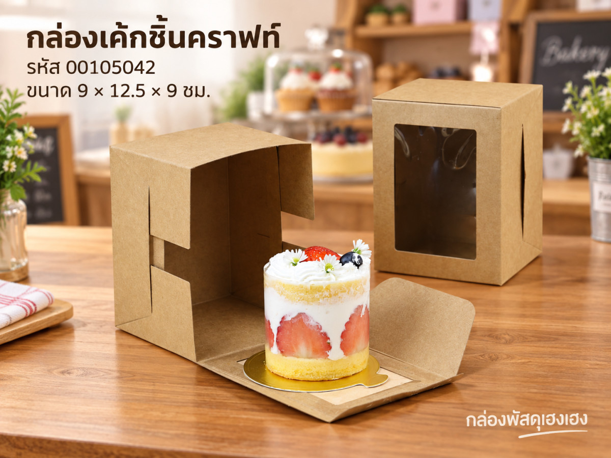 กล่องเค้กชิ้นคราฟท์ 9x12.5x9 ซม.