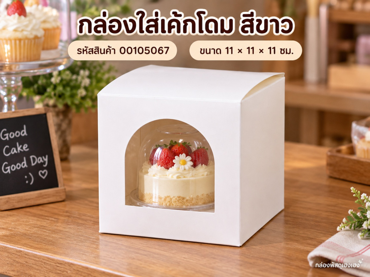 กล่องใส่เค้กโดม สีขาว 11x11x11 ซม.