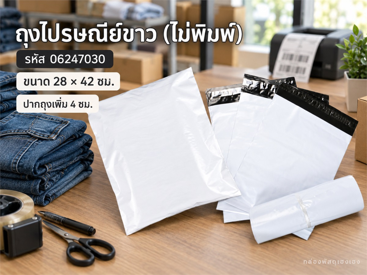 ถุงไปรษณีย์ขาว (ไม่พิมพ์) ขนาด 28x42 ซม.