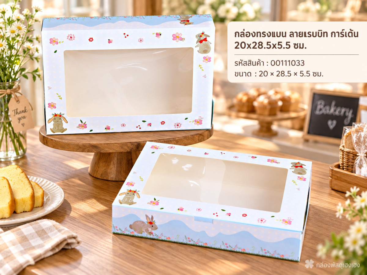 กล่องทรงแบน ลายแรบบิท การ์เด้น 20x28.5x5.5 ซม.