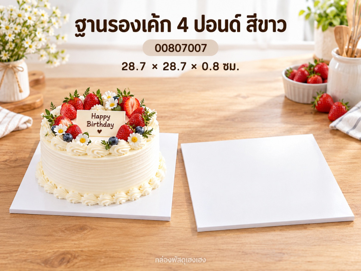 ฐานรองเค้ก 4 ปอนด์ แบบหนา สีขาว 28.7x28.7x0.8 ซม.