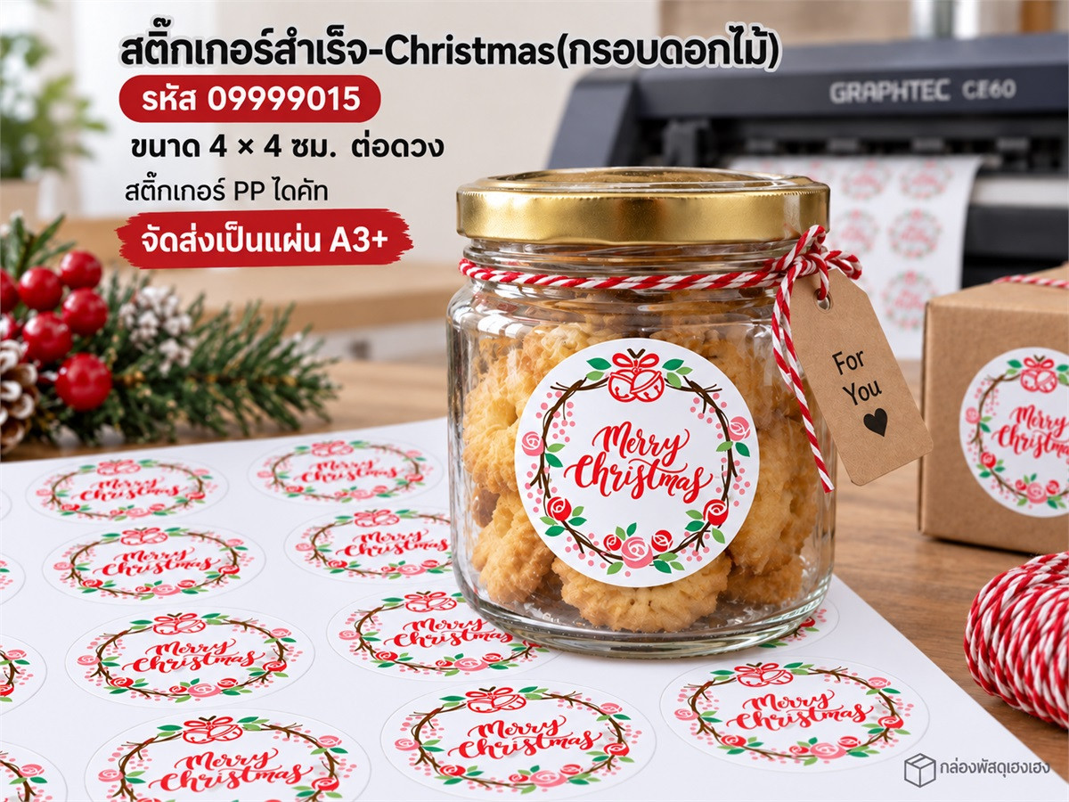 สติ๊กเกอร์สำเร็จ-Christmas(กรอบดอกไม้)