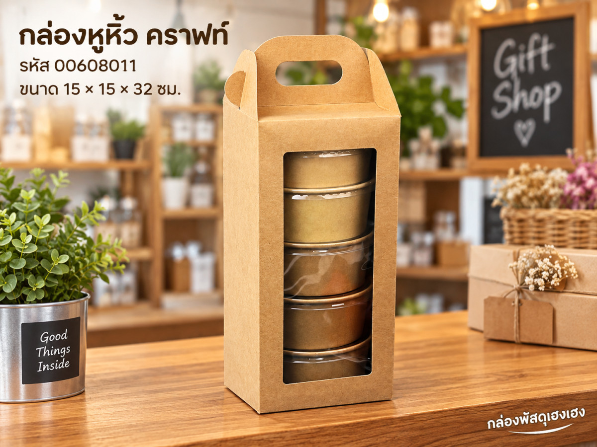กล่องหูหิ้ว คราฟท์ 15x15x32 ซม.
