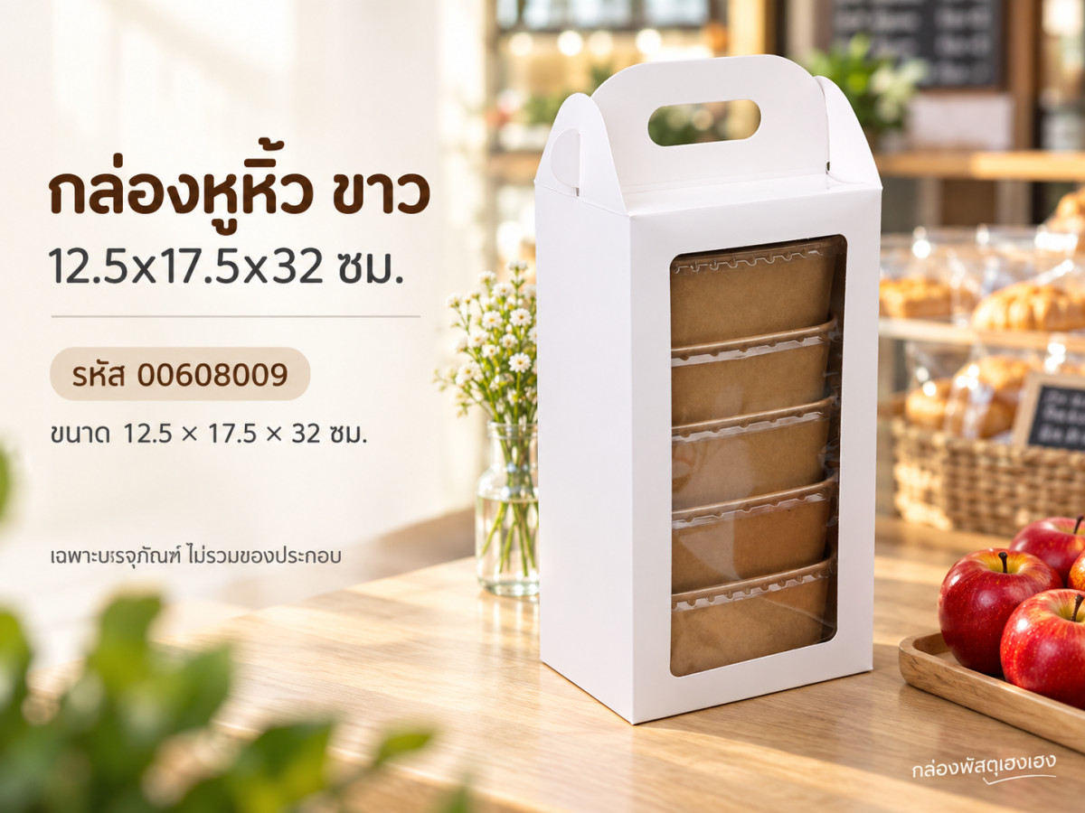 กล่องหูหิ้ว ขาว 12.5x17.5x32 ซม.