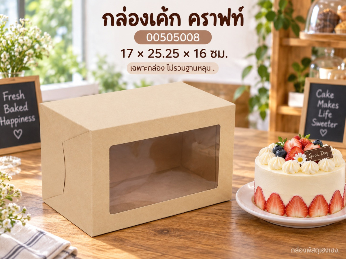 กล่องเค้ก คราฟท์ 17x25.25x16 ซม.