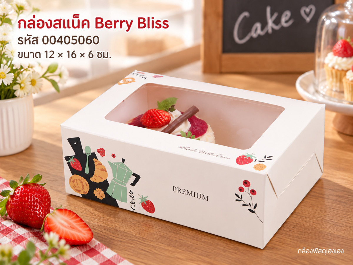 กล่องสแน็คมีหน้าต่าง ลาย Berry Bliss (12x16x6 ซม.)