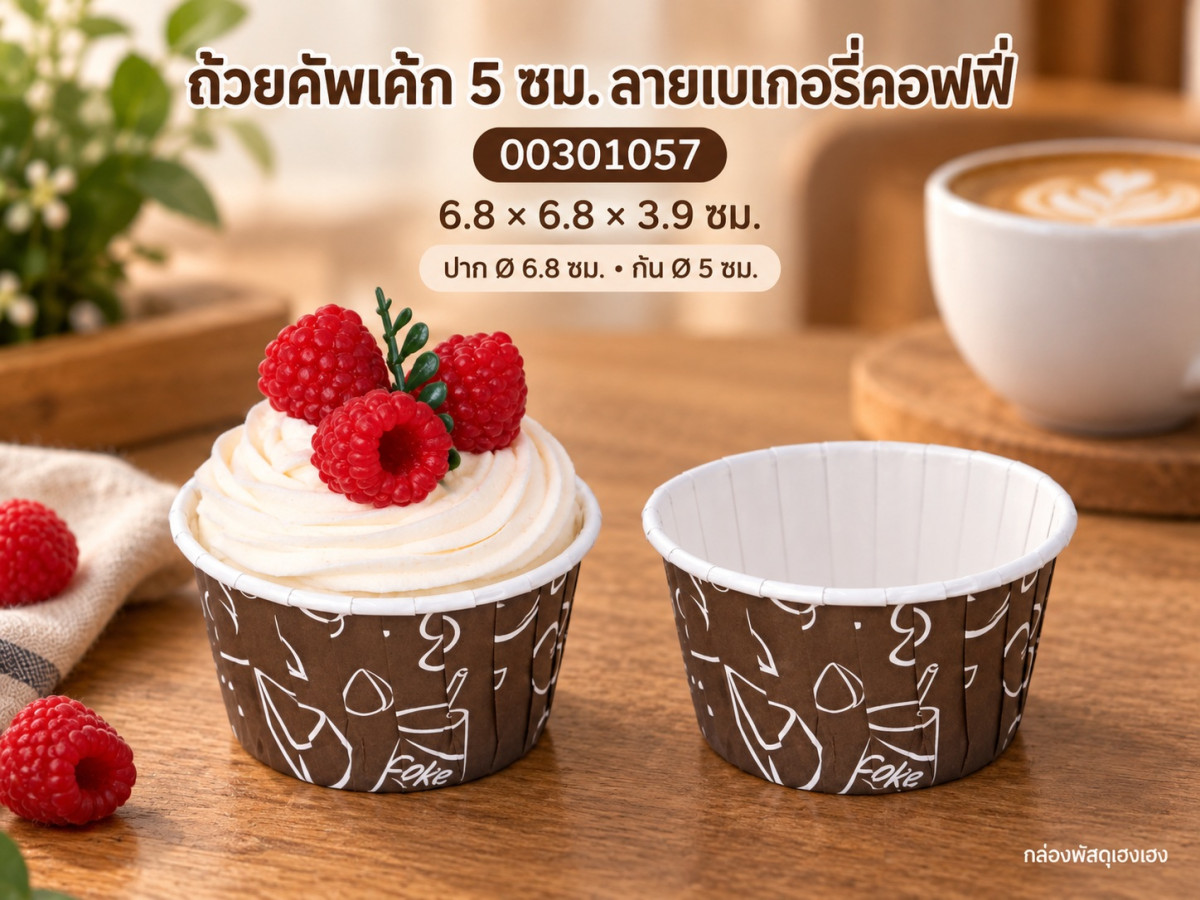 ถ้วยคัพเค้ก 5 ซม. ลายเบเกอรี่คอฟฟี่ 6.8x6.8x3.9 ซม.