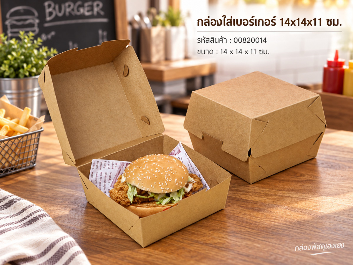 กล่องใส่เบอร์เกอร์ 14x14x11 ซม.