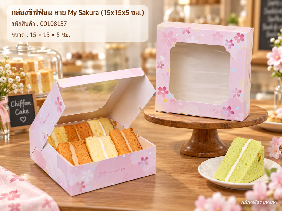 กล่องชิฟฟ่อน ลาย My Sakura (15x15x5 ซม.)