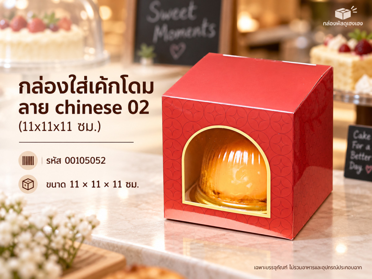 กล่องใส่เค้กโดม ลาย chinese 02 (11x11x11 ซม.)