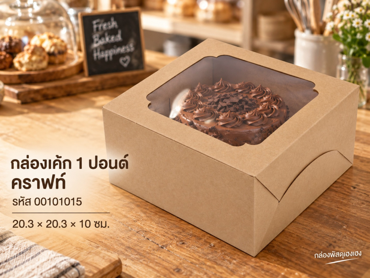 กล่องเค้ก 1 ปอนด์ คราฟท์ 20.3x20.3x10 ซม.