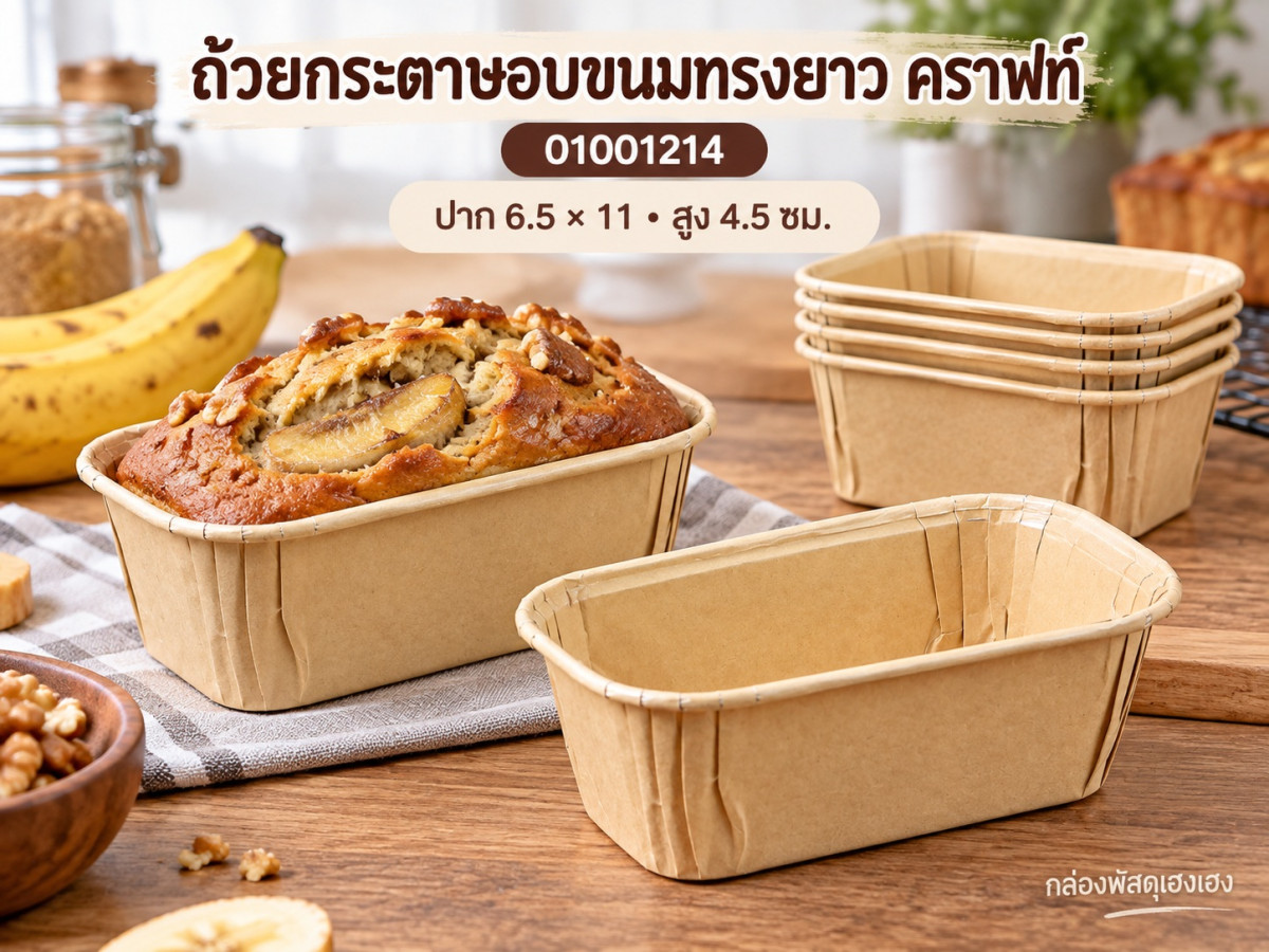 ถ้วยกระดาษอบขนมทรงยาว คราฟท์ 6.5x11x4.5 ซม.
