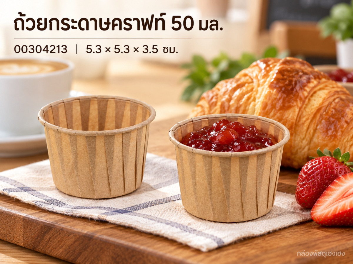 ถ้วยกระดาษ สีคราฟท์ ขนาด 50 ml 5.3x5.3x3.5 ซม.